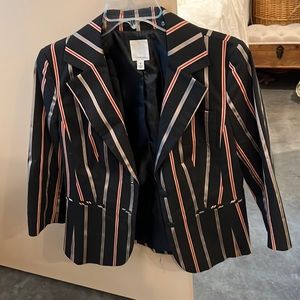 Halogen striped blazer 3/4 length sleeve